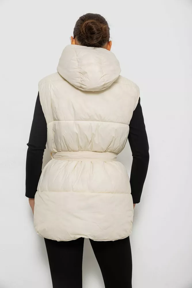 Купить Жилет женский с капюшоном  -уценка, цвет светло-бежевый, 207R2016-U-1 - Фото №4