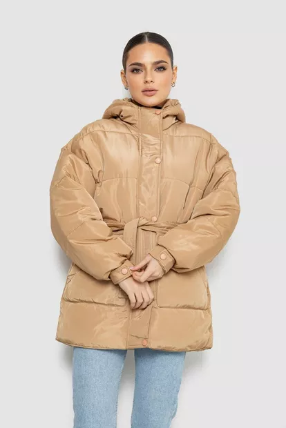 Куртка жіноча демісезонна з поясом  -уцінка, колір бежевий, 207R005-U-2