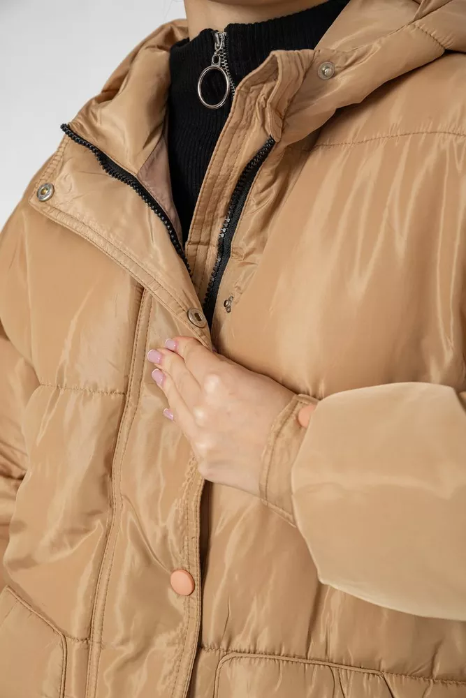 Купити Куртка жіноча демісезонна з поясом  -уцінка, колір бежевий, 207R005-U-2 - Фото №6