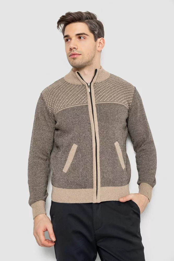 Купити Кофта чоловіча на блискавці з кишенями, колір бежевий, 161R1009 оптом - Фото №1