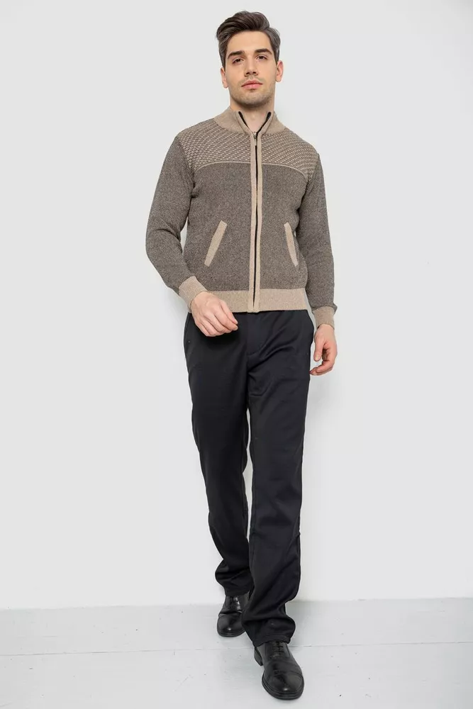 Купити Кофта чоловіча на блискавці з кишенями, колір бежевий, 161R1009 оптом - Фото №2