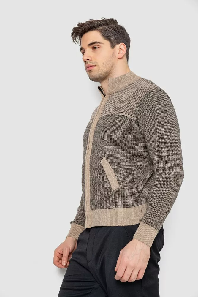 Купити Кофта чоловіча на блискавці з кишенями, колір бежевий, 161R1009 оптом - Фото №3