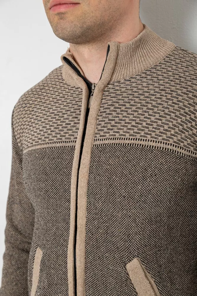 Купити Кофта чоловіча на блискавці з кишенями, колір бежевий, 161R1009 оптом - Фото №5