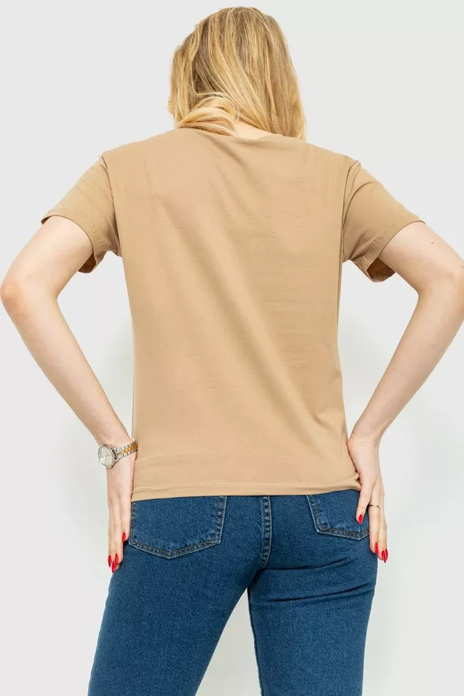 Купить Футболка женская с принтом, цвет бежевый, 221R3014 - Фото №4