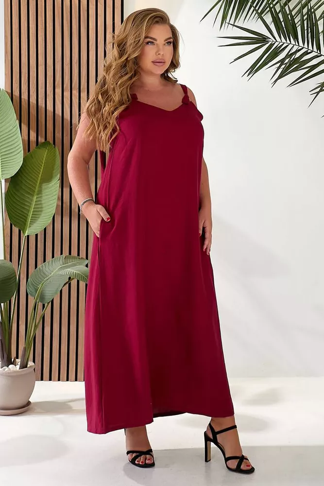 Купить Сарафан женский однотонный, цвет бордовый, 257R380 - Фото №1