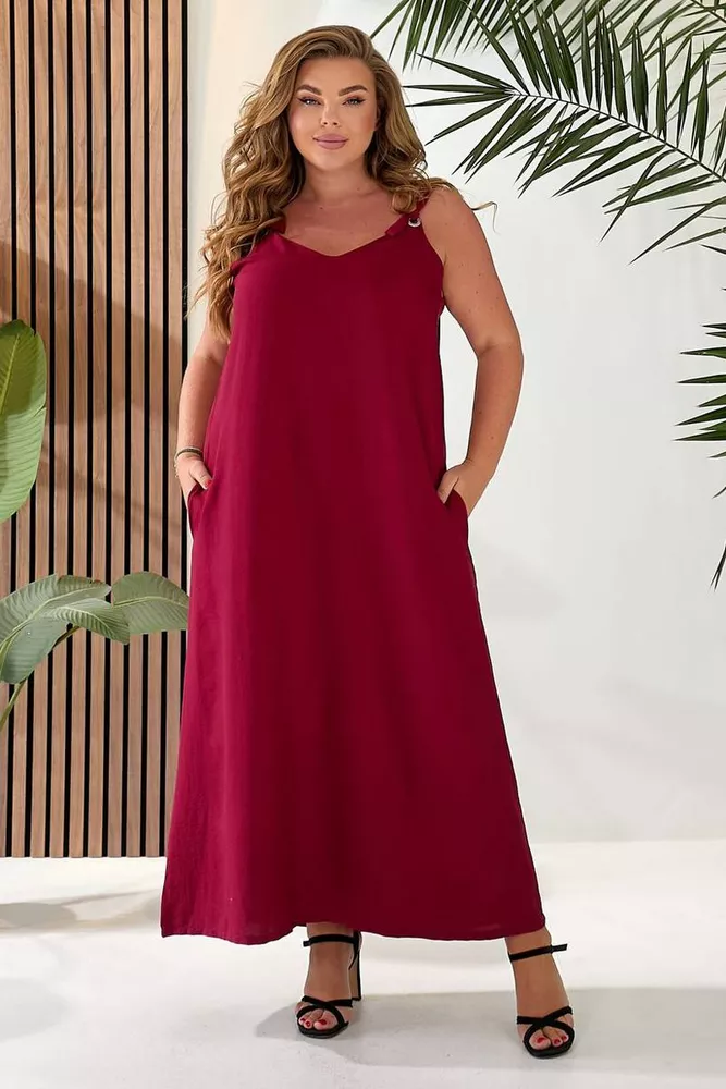 Купить Сарафан женский однотонный, цвет бордовый, 257R380 - Фото №3