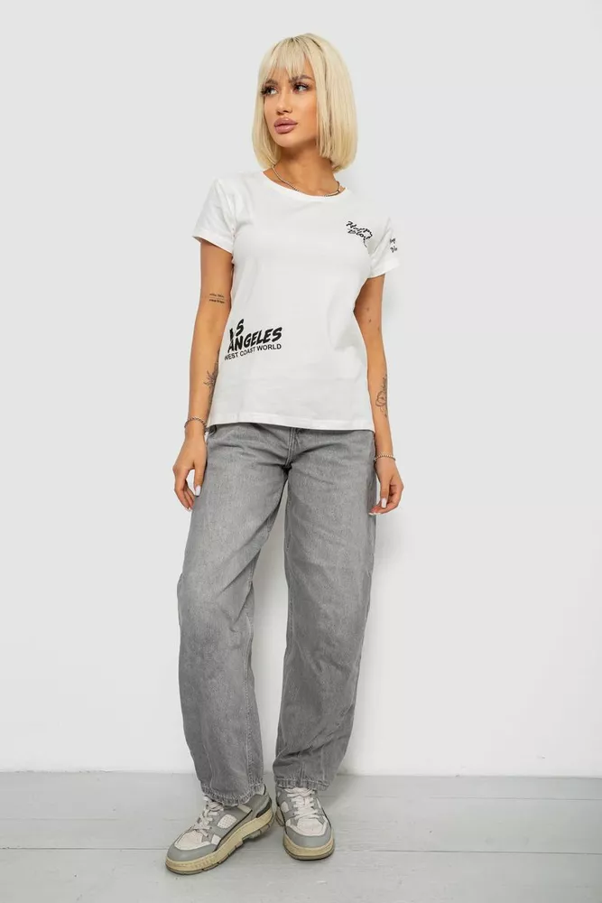 Купить Футболка женская с принтом, цвет молочный, 244R1014 - Фото №2