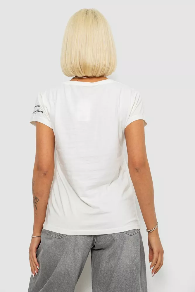 Купить Футболка женская с принтом, цвет молочный, 244R1014 - Фото №4