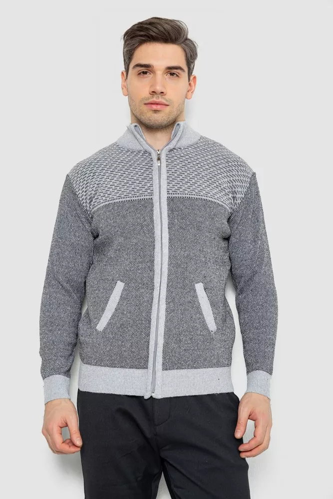 Купити Кофта чоловіча на блискавці з кишенями, колір сірий, 161R1009 оптом - Фото №1