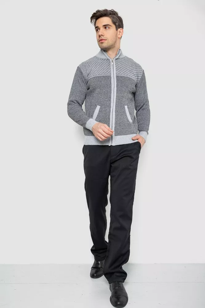 Купити Кофта чоловіча на блискавці з кишенями, колір сірий, 161R1009 оптом - Фото №2