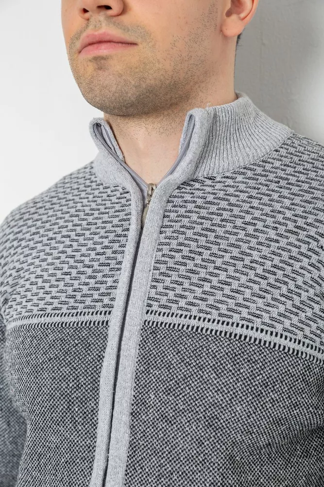 Купити Кофта чоловіча на блискавці з кишенями, колір сірий, 161R1009 оптом - Фото №5