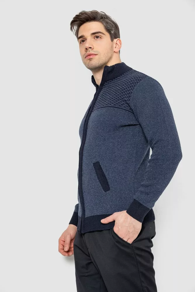Купити Кофта чоловіча на блискавці з кишенями, колір синій, 161R1009 оптом - Фото №3