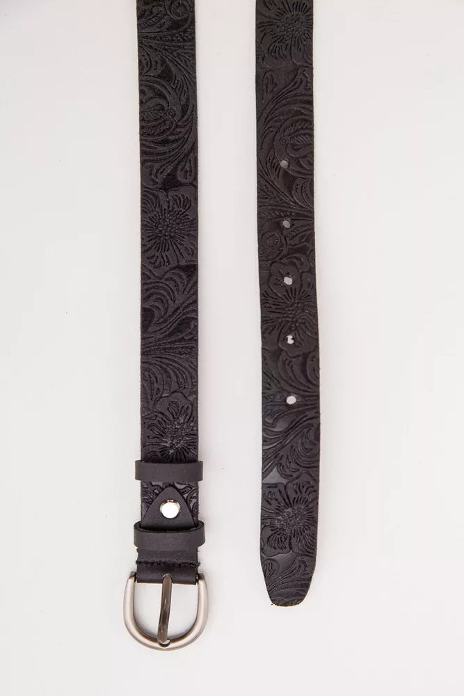 Купити Жіночий ремінь з класичною пряжкою, чорного кольору, 196RL25S0W103 - Фото №3