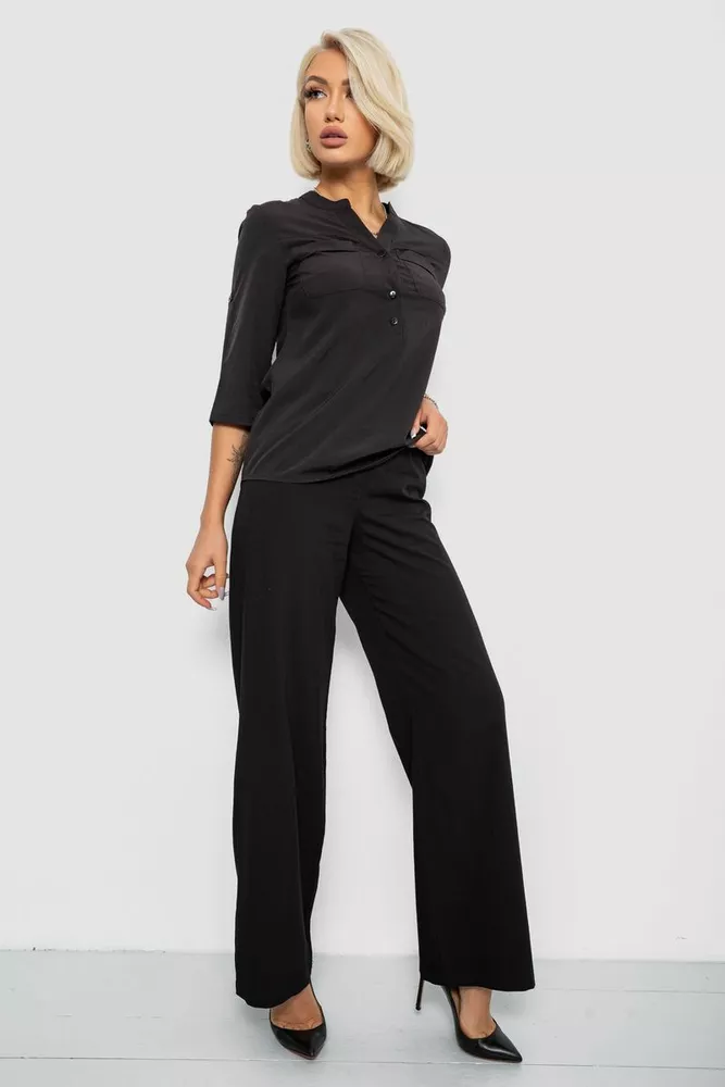 Купить Блуза однотонная, цвет черный, 230R97-1 - Фото №3