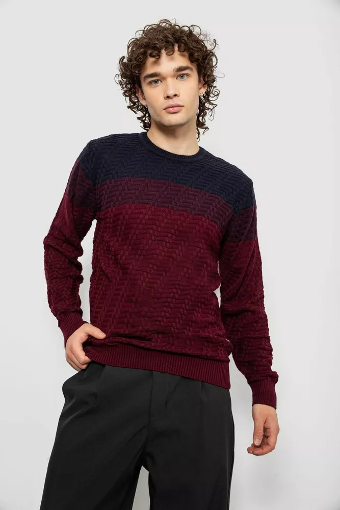 Купить Свитер мужской, цвет сине-бордовый, 161R677 - Фото №1