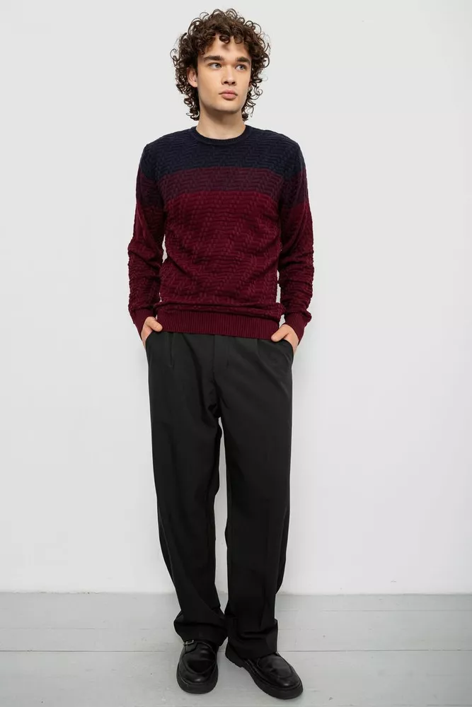 Купить Свитер мужской, цвет сине-бордовый, 161R677 - Фото №2