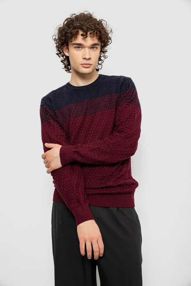 Купить Свитер мужской, цвет сине-бордовый, 161R677 - Фото №3