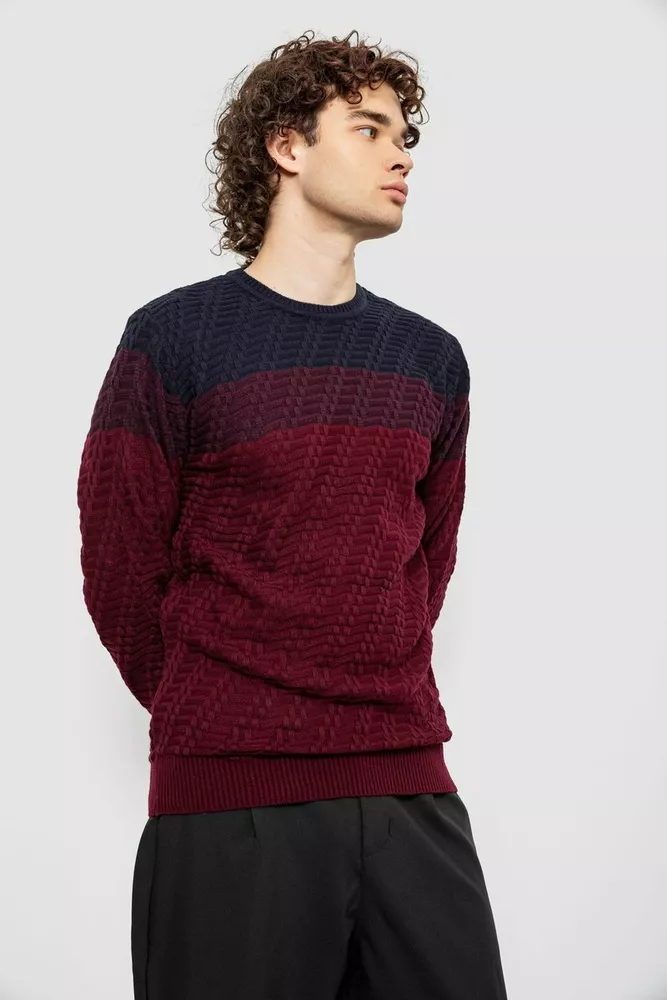 Купить Свитер мужской, цвет сине-бордовый, 161R677 - Фото №4
