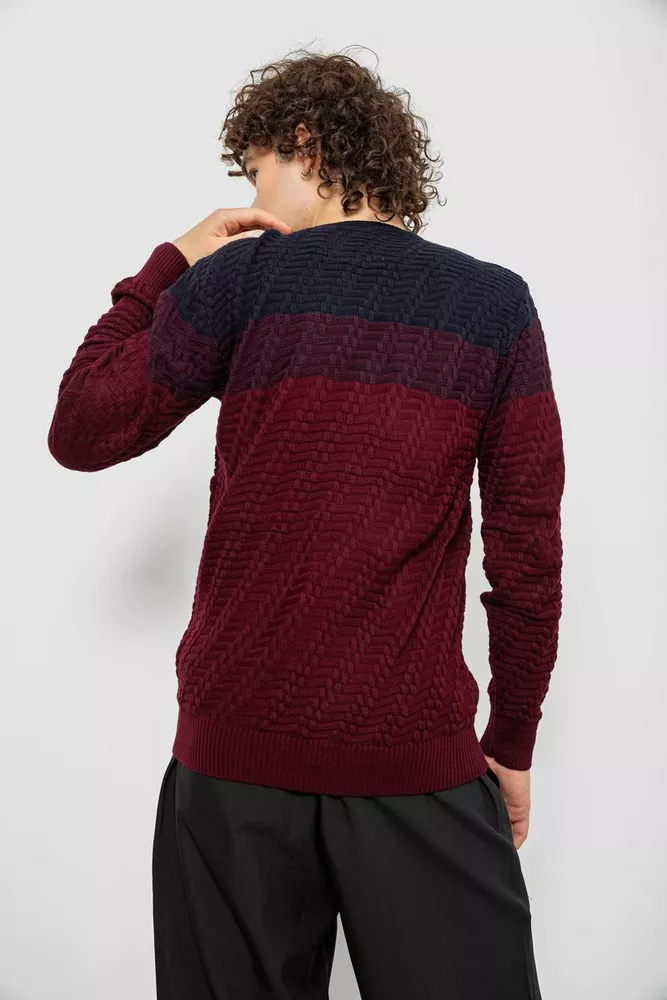 Купить Свитер мужской, цвет сине-бордовый, 161R677 - Фото №5