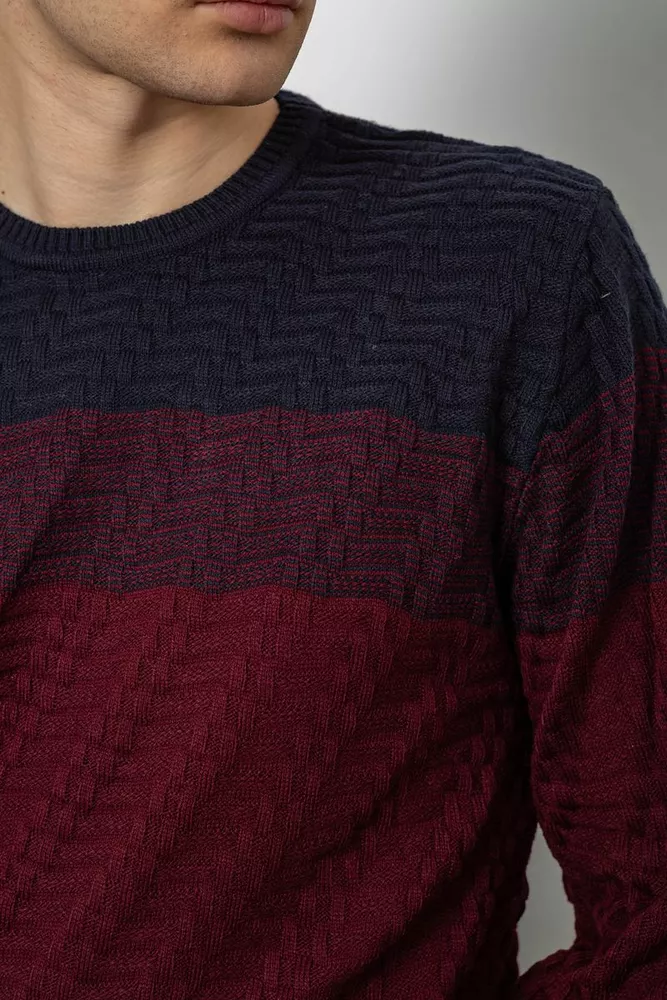 Купить Свитер мужской, цвет сине-бордовый, 161R677 - Фото №6