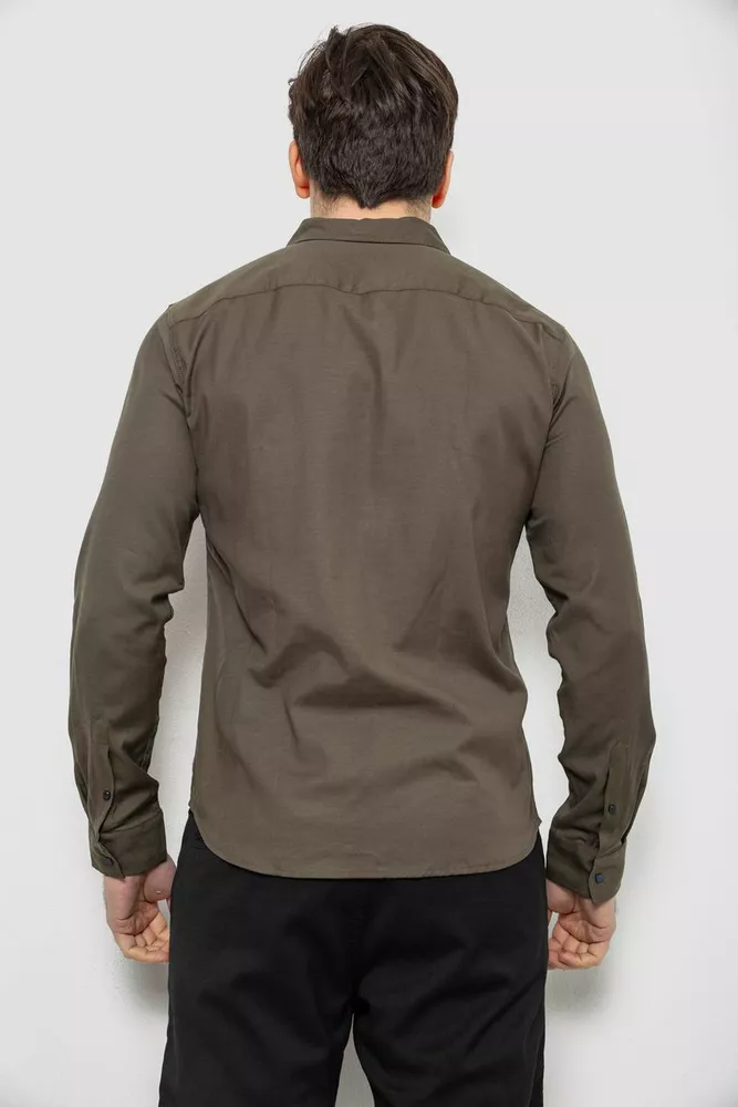Купити Сорочка чоловіча однотонна, колір хакі, 186R6917-1 - Фото №4
