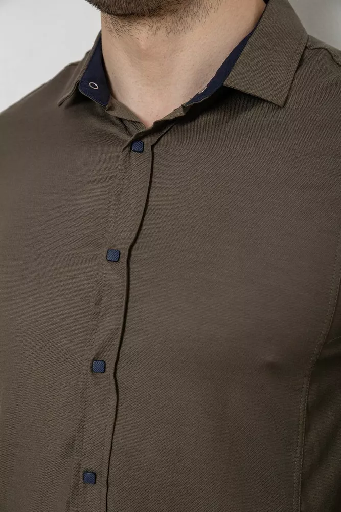 Купити Сорочка чоловіча однотонна, колір хакі, 186R6917-1 - Фото №5