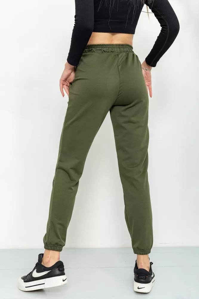 Купити Спорт штани жіночі двонитка, колір хакі, 129R1466 оптом - Фото №4