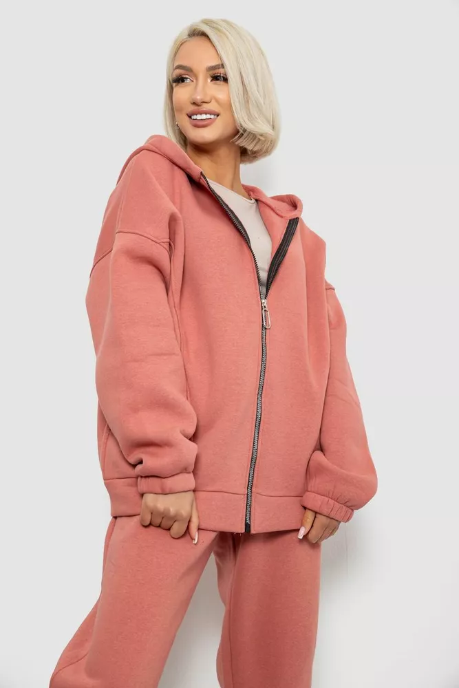 Купить Спортивный костюм женский на флисе, цвет пудровый, 247R1058K - Фото №2