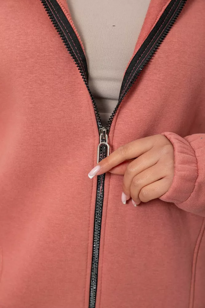 Купить Спортивный костюм женский на флисе, цвет пудровый, 247R1058K - Фото №5