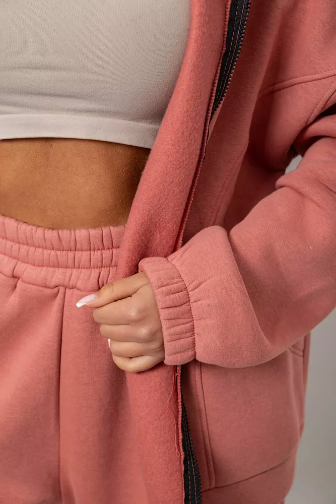 Купить Спортивный костюм женский на флисе, цвет пудровый, 247R1058K - Фото №6