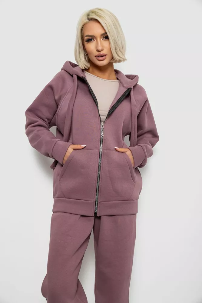 Купить Спортивный костюм женский на флисе, цвет сливовый, 247R1058K - Фото №2