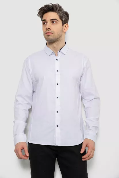 Рубашка мужская однотонная, цвет белый, 186R6917-1