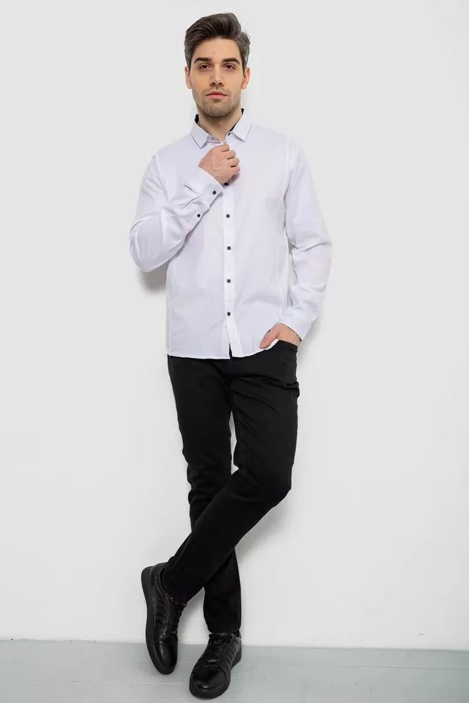 Купить Рубашка мужская однотонная, цвет белый, 186R6917-1 - Фото №2