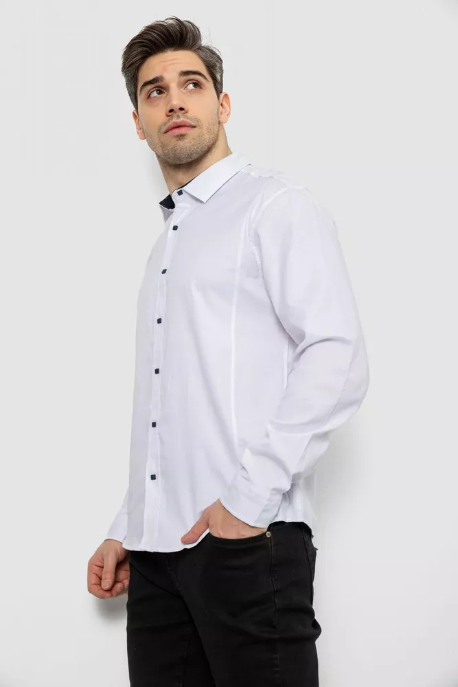 Купить Рубашка мужская однотонная, цвет белый, 186R6917-1 - Фото №3