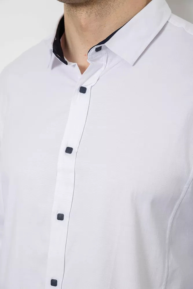 Купить Рубашка мужская однотонная, цвет белый, 186R6917-1 - Фото №5