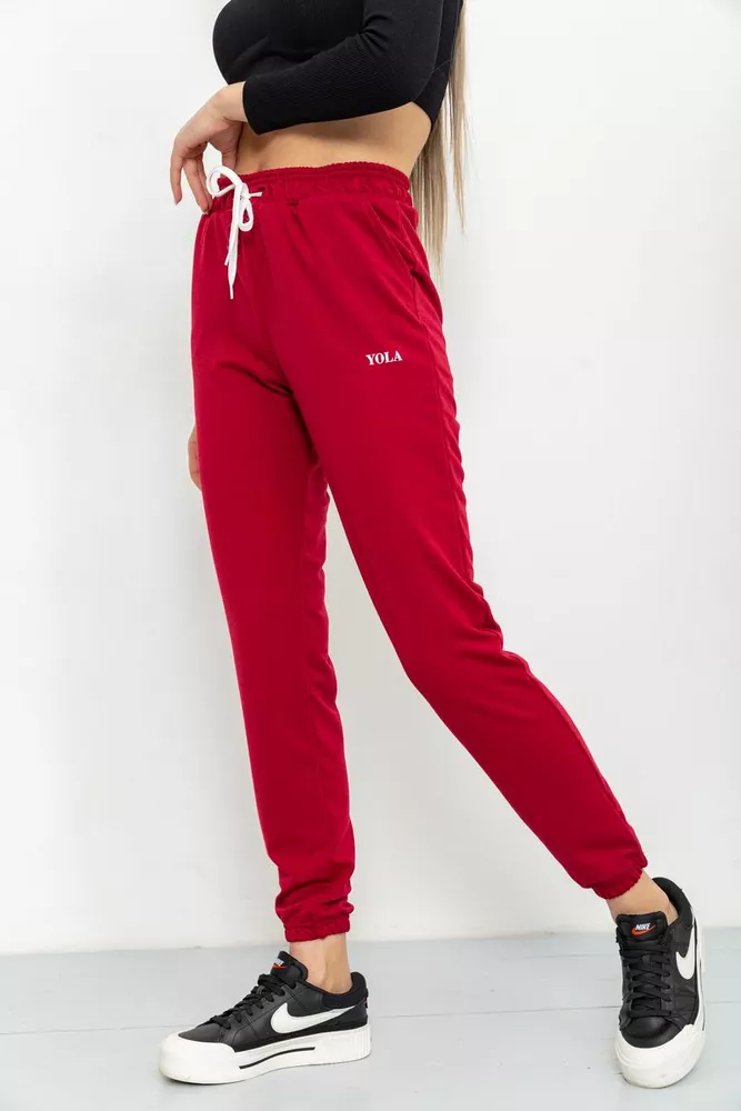 Купити Спорт штани жіночі двонитка, колір бордовий, 129R1466 - Фото №3