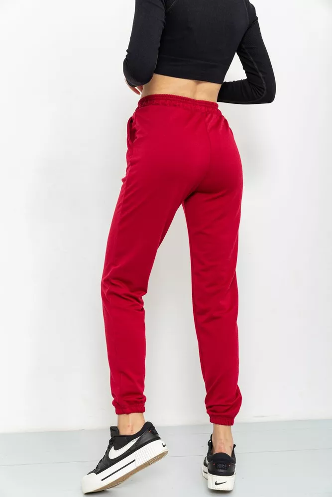 Купити Спорт штани жіночі двонитка, колір бордовий, 129R1466 - Фото №4