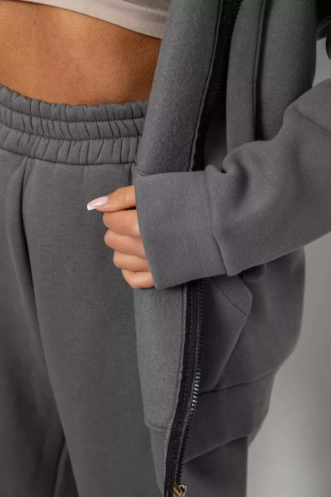 Купить Спортивный костюм женский на флисе, цвет серый, 247R1058K оптом - Фото №6