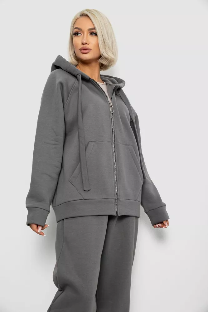 Купить Спортивный костюм женский на флисе, цвет серый, 247R1058K оптом - Фото №2