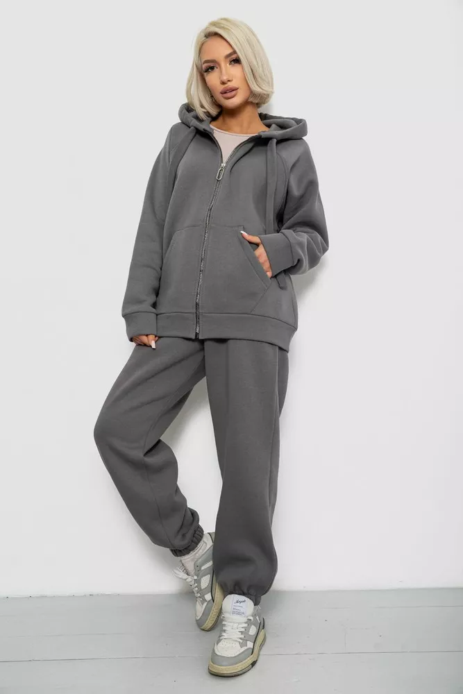 Купить Спортивный костюм женский на флисе, цвет серый, 247R1058K оптом - Фото №3