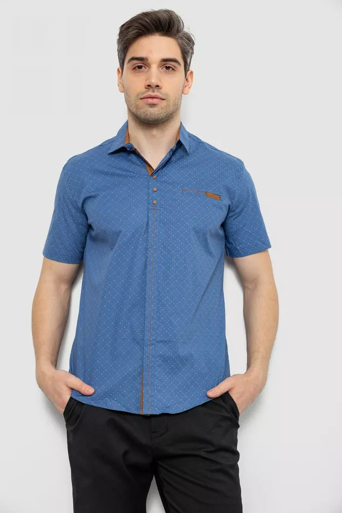 Купити Чоловіча сорочка з принтом, колір синій, 186R7482 - Фото №1