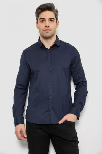 Сорочка чоловіча однотонна, колір синій, 186R6917-1