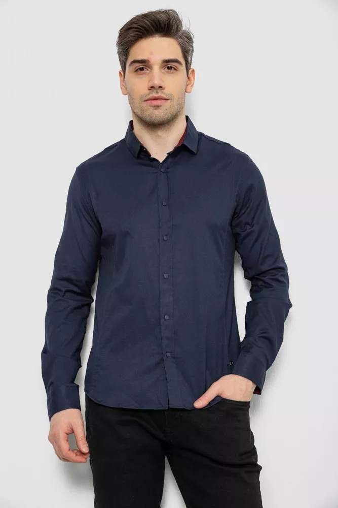 Купити Сорочка чоловіча однотонна, колір синій, 186R6917-1 - Фото №1