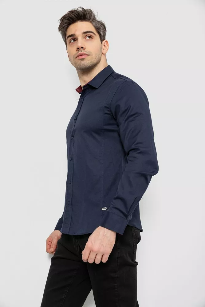 Купити Сорочка чоловіча однотонна, колір синій, 186R6917-1 - Фото №3