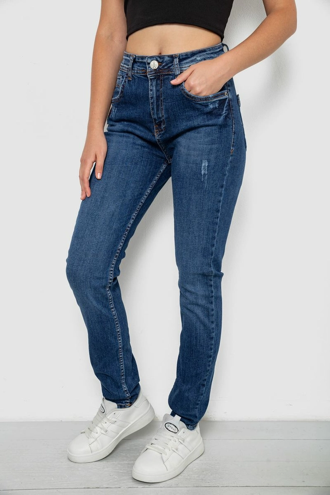 Купить Джинсы женские однотонные Skinny, цвет синий, 244R11966 - Фото №3