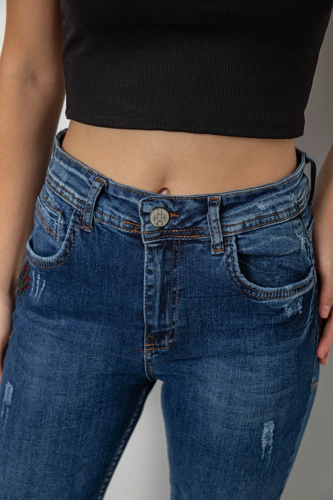 Купить Джинсы женские однотонные Skinny, цвет синий, 244R11966 - Фото №5