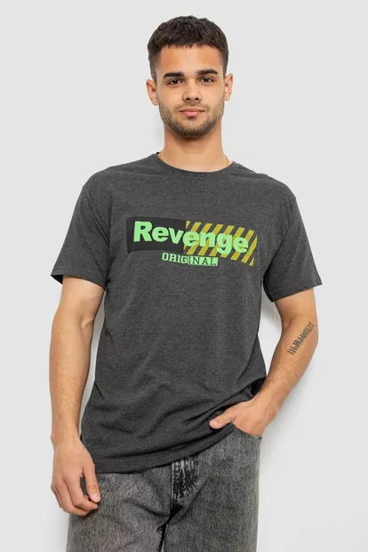 Футболка чоловіча з принтом, колір грифельний, 244R1020