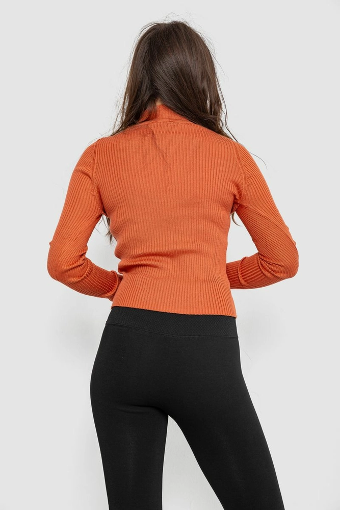 Купити Водолазка жіноча в рубчик, колір теракотовий, 214R91306 - Фото №4