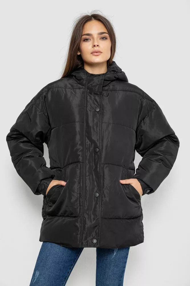 Купити Куртка жіноча демісезонна з поясом  -уцінка, колір чорний, 207R005-U-6 - Фото №5