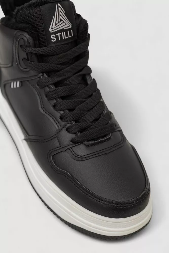 Купить Кроссовки женские зимние на меху, цвет черно-белый, 248RBB13 - Фото №2